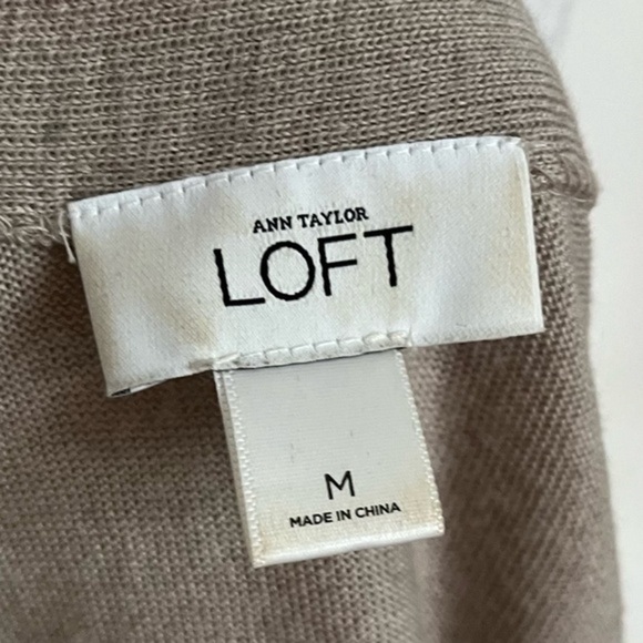 Loft • Beige Tan Gemstone Jewelled Merino Wool Cardigan - Picture 6 of 6